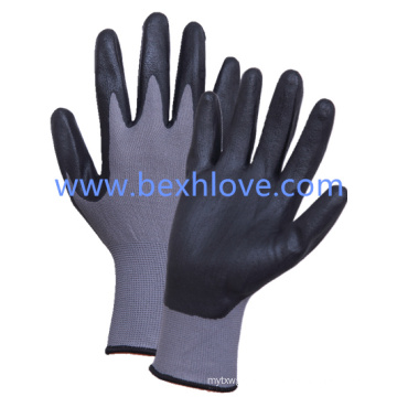 13 Gauge Nylon/Spandex Liner, Nitrile Coating, Micro-Foam Finish Safety Gloves